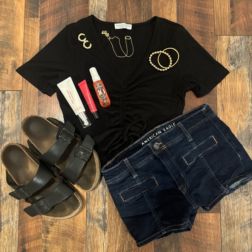 Paper Crane Elegant Black Top